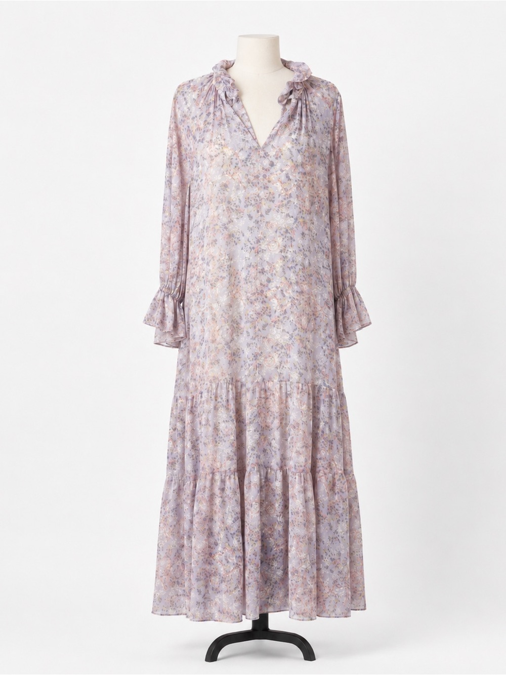 Vici Lavender Floral Tiered Maxi Dress Size Small